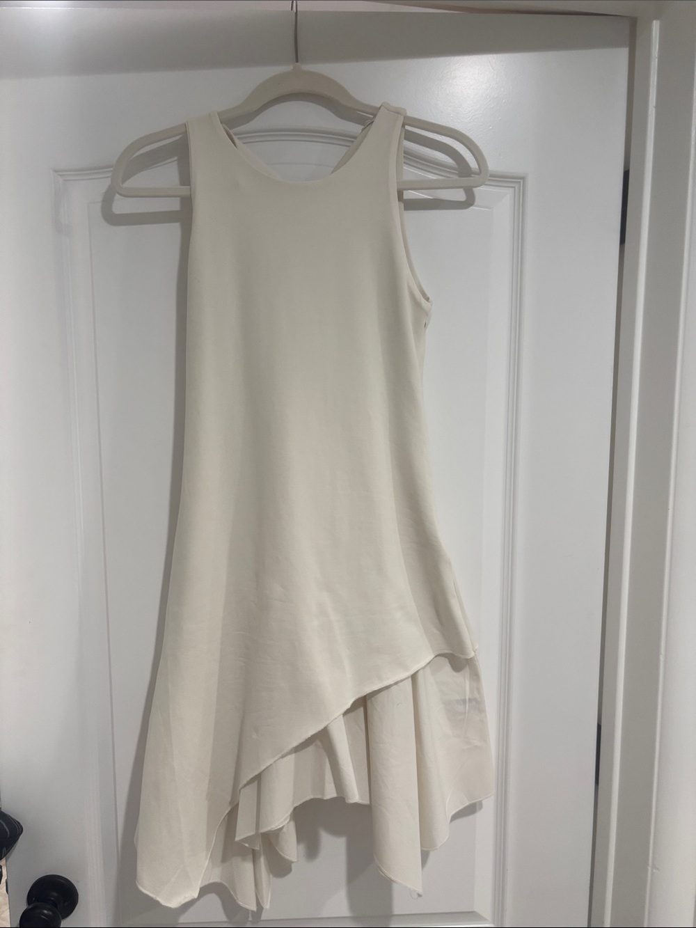 Zara Cream Asymmetrical Sleeveless Dress